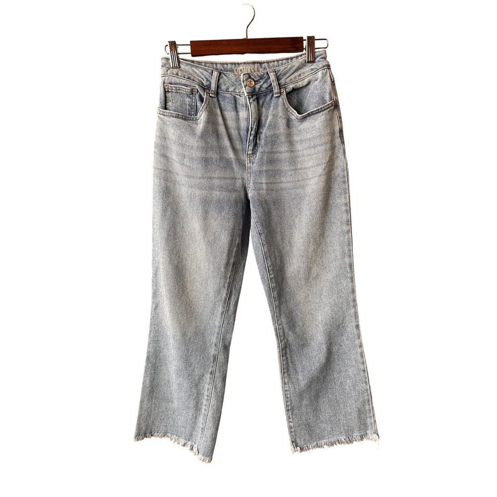 Rewash High Rise Cropped Jeans Size 5 27 Light Wash Raw Hem Wide Leg Denim Pants